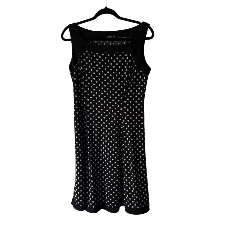 Lauren Ralph Lauren Old Money Black Polka Dot‎ Sleeveless Dress10 Kentucky Derby